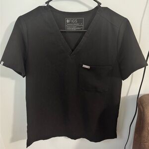 Figs Classic Black V-Neck Scrub Top